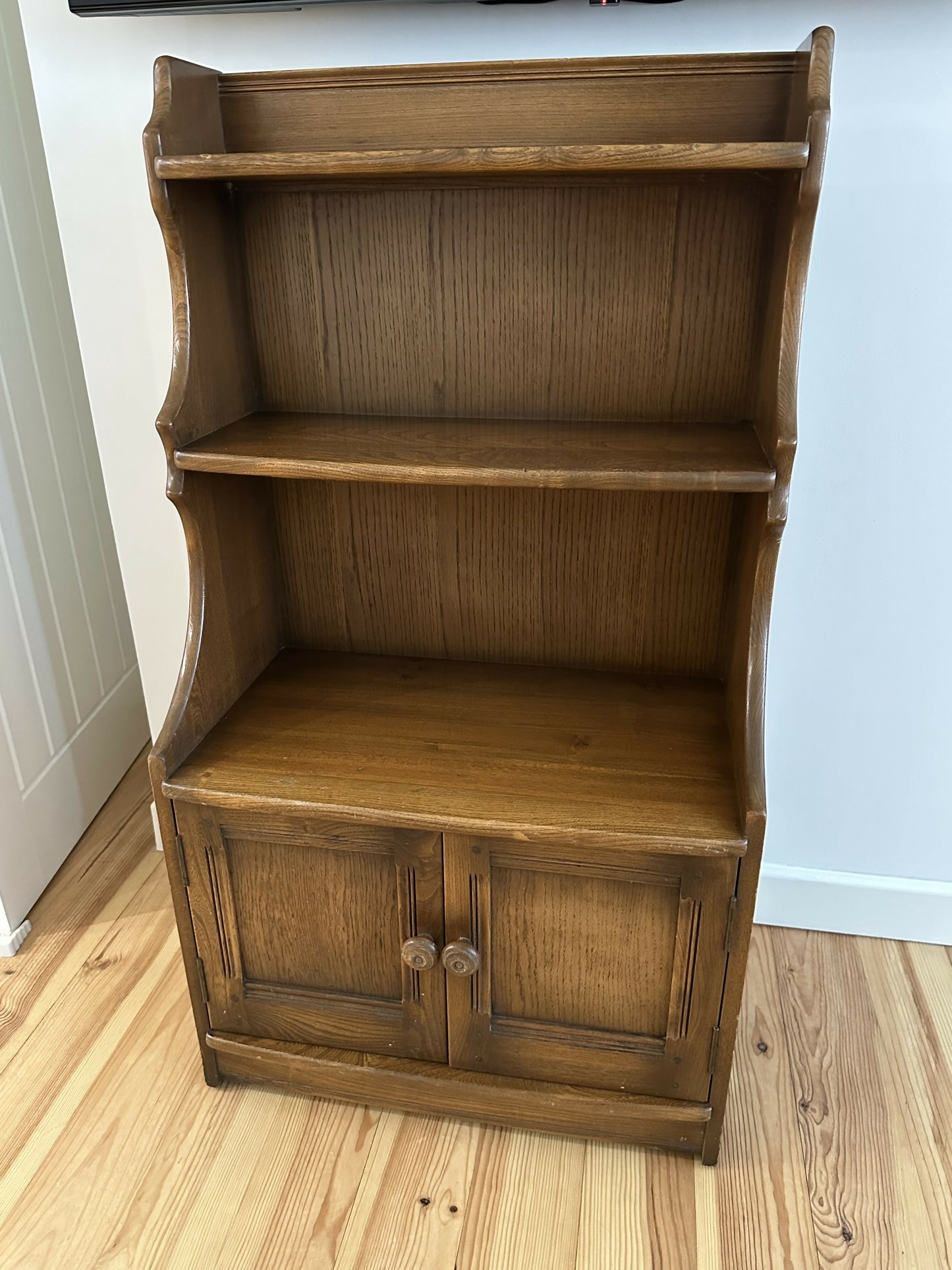 Ercol Waterfall Bookcase Elm Cupbard Vintage Ercol