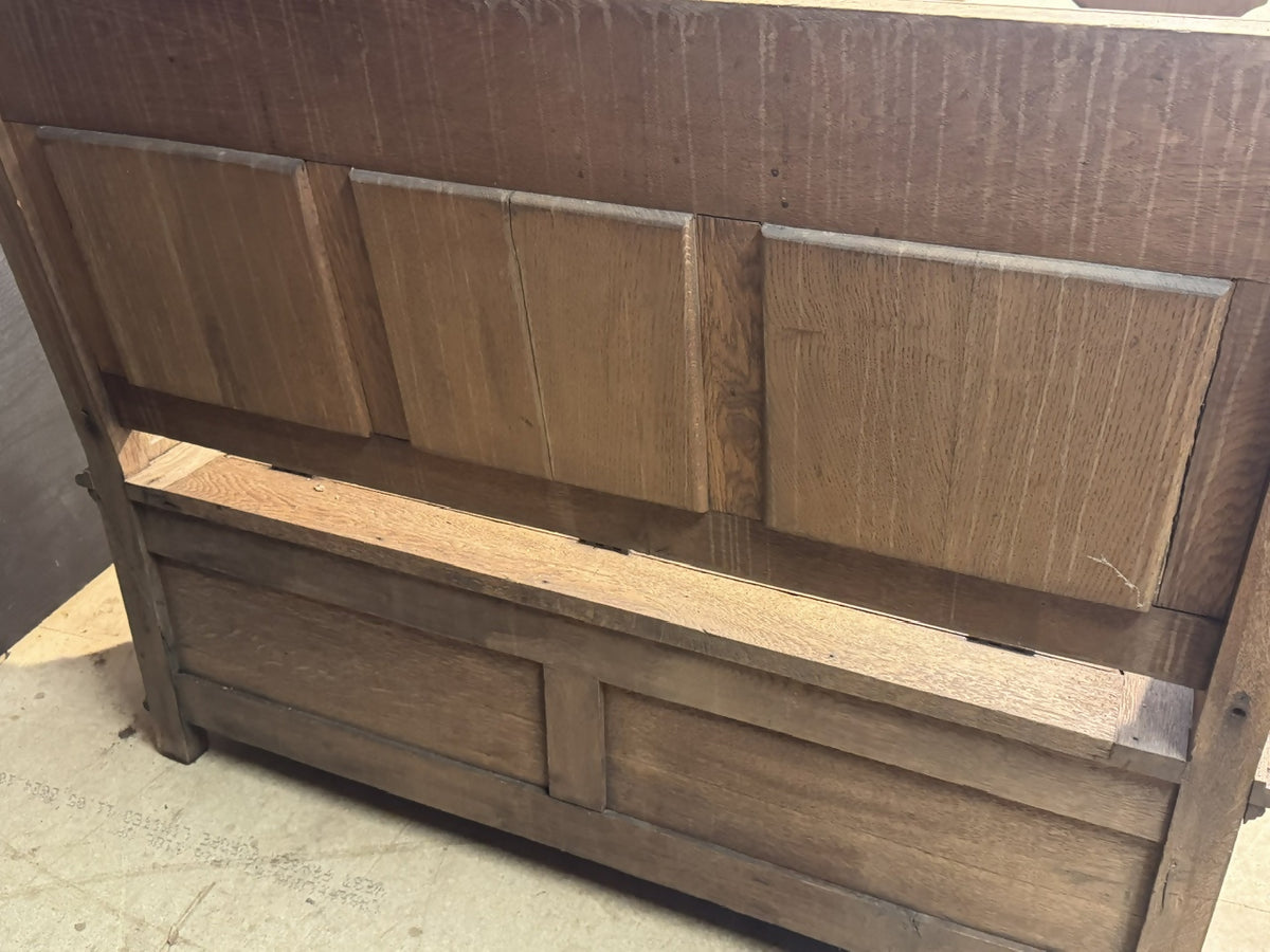 French Carved Oak Tavern Scene Bench