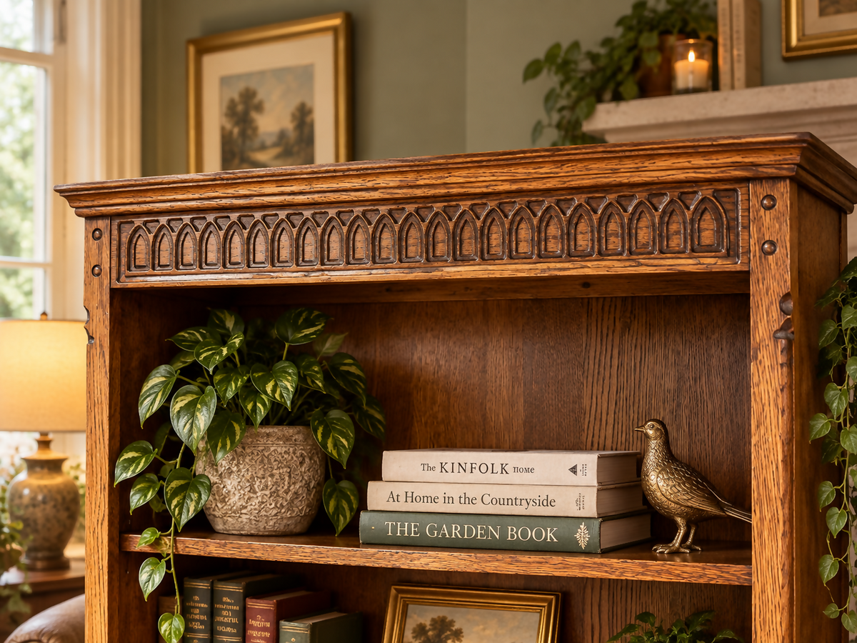 Old Mill Knightsman solid oak bookcase adjustable shelves