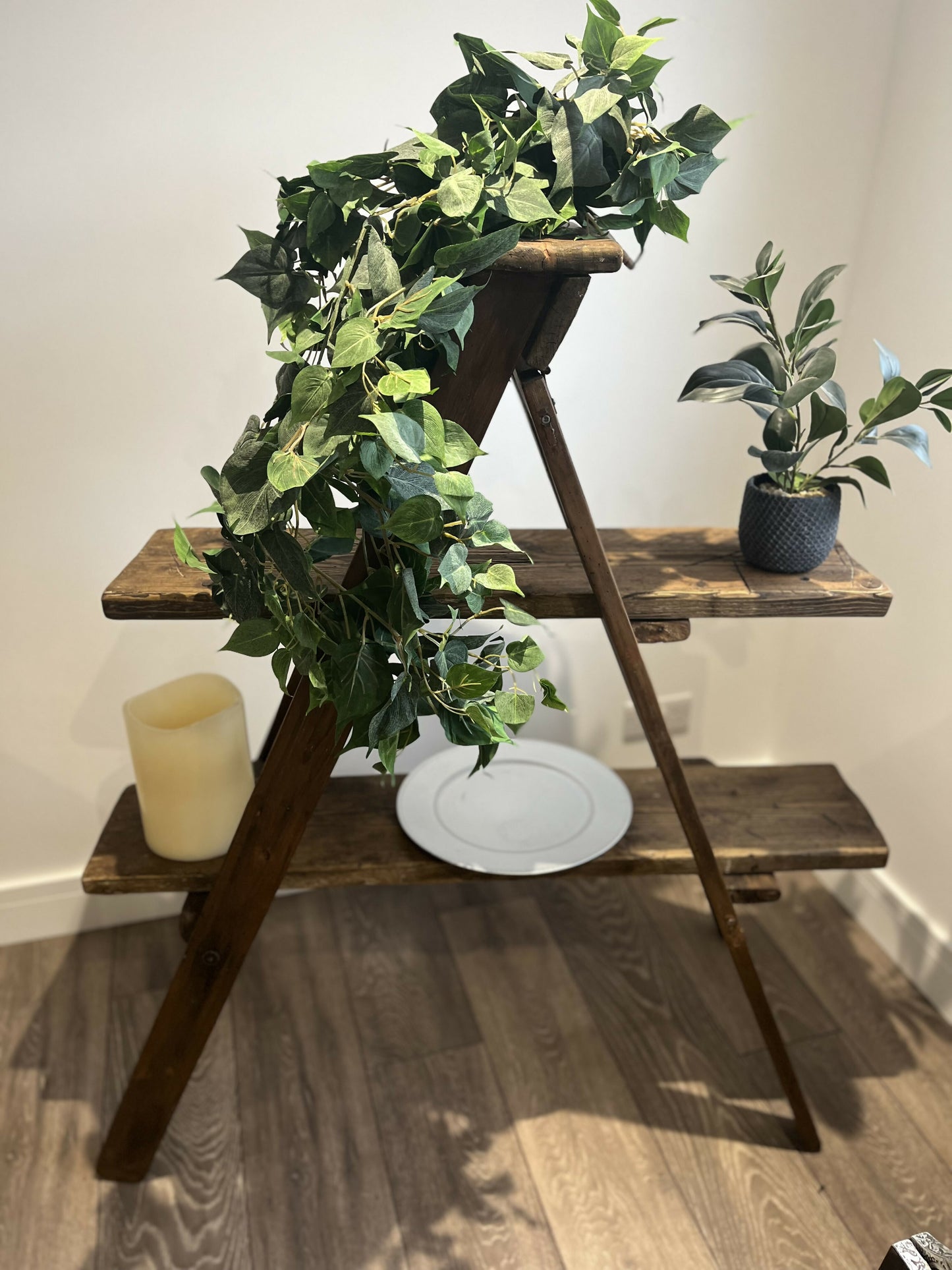 Rustic vintage style stepladder display
