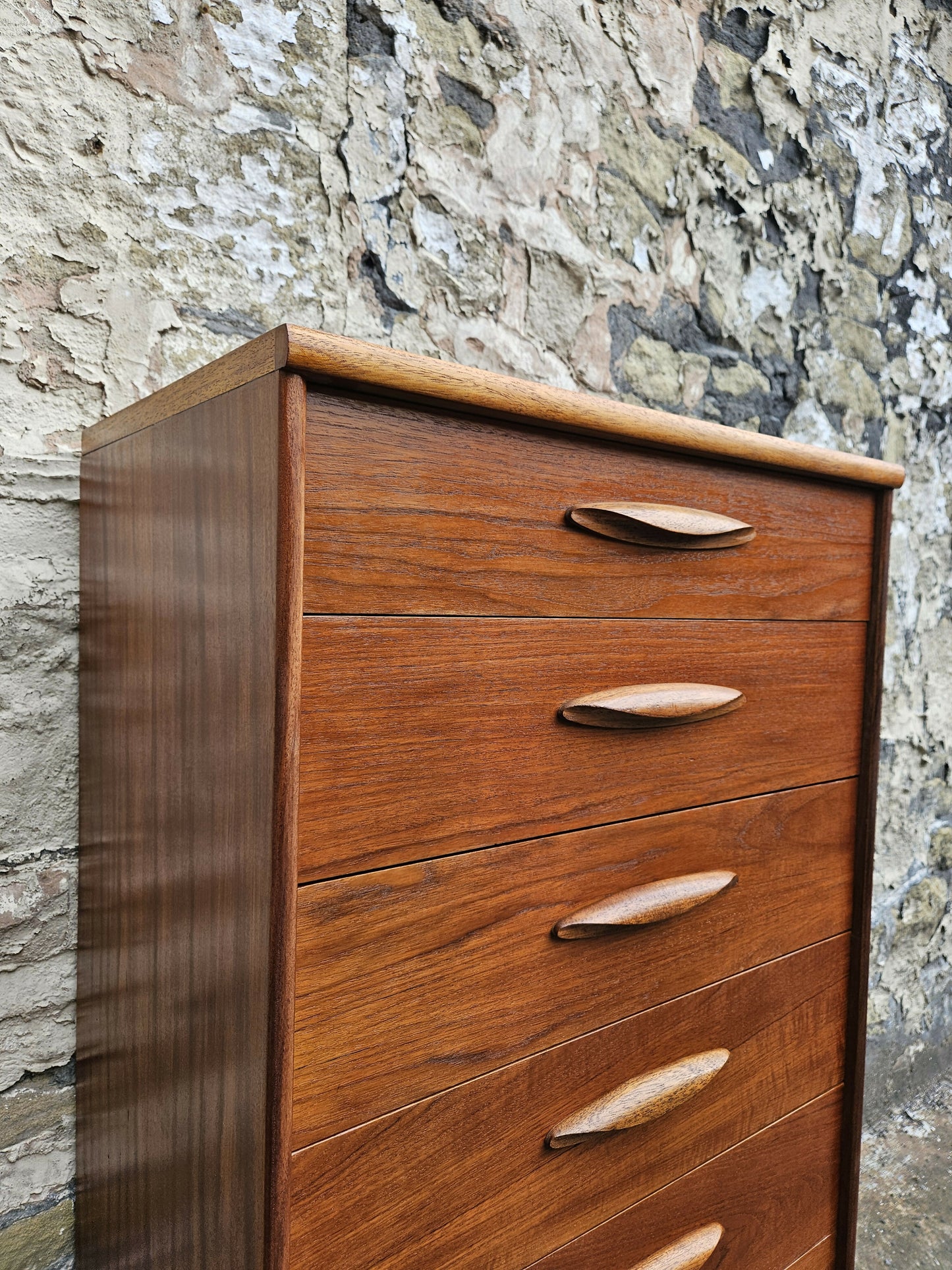 Austinsuite Chest of Drawers: Mid-Century Modern Tallboy Cabinet Teak Six Drawer