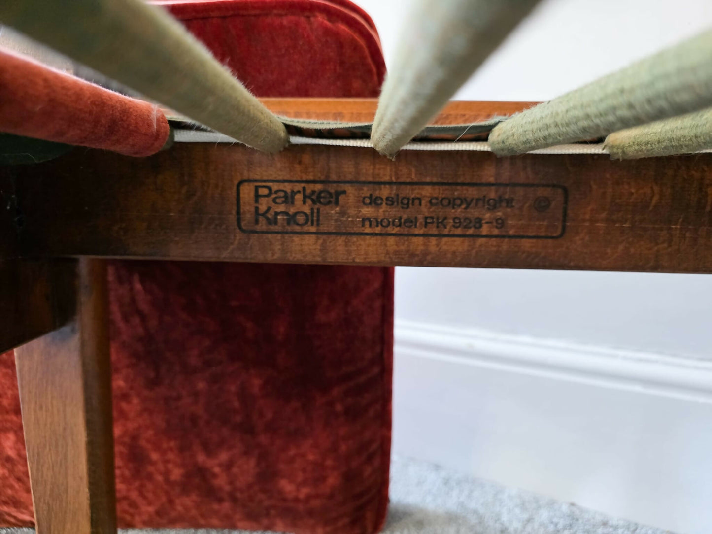 Parker Knoll PK928-9 High Back Armchair Reupholstered in 'Linwood' Velvet. In Great Condition