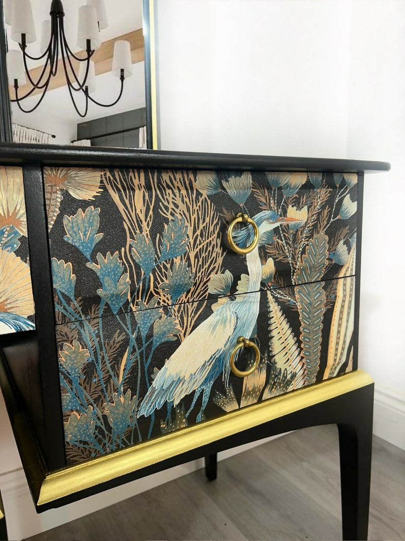 Black and gold luxurious Stag Dressing Table