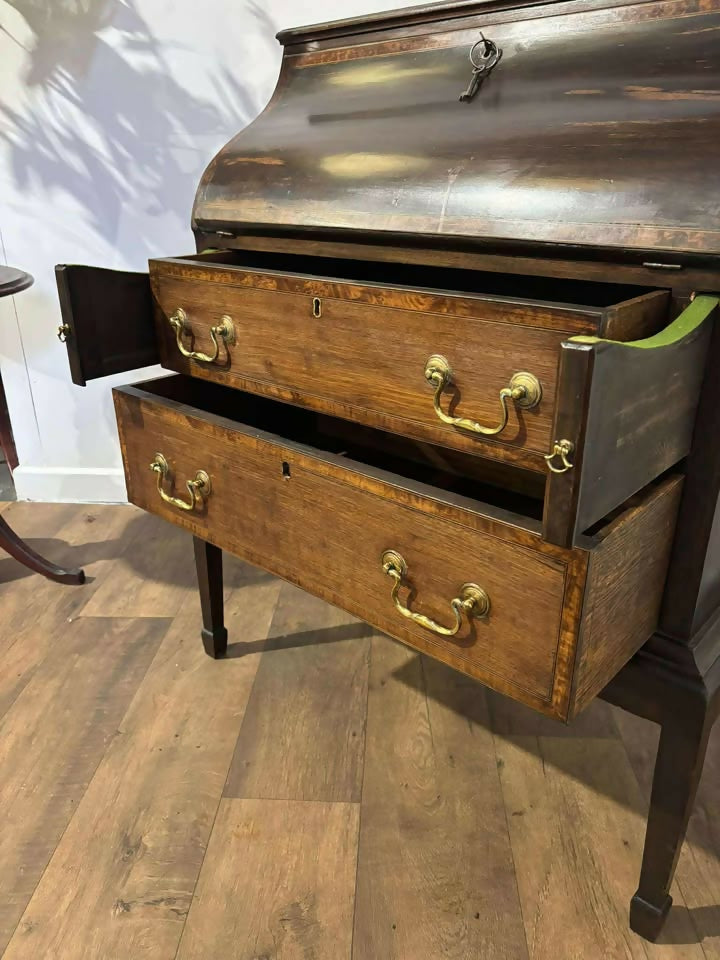Edwardian Mahogany Cross Banded Bombay Bureaucv
