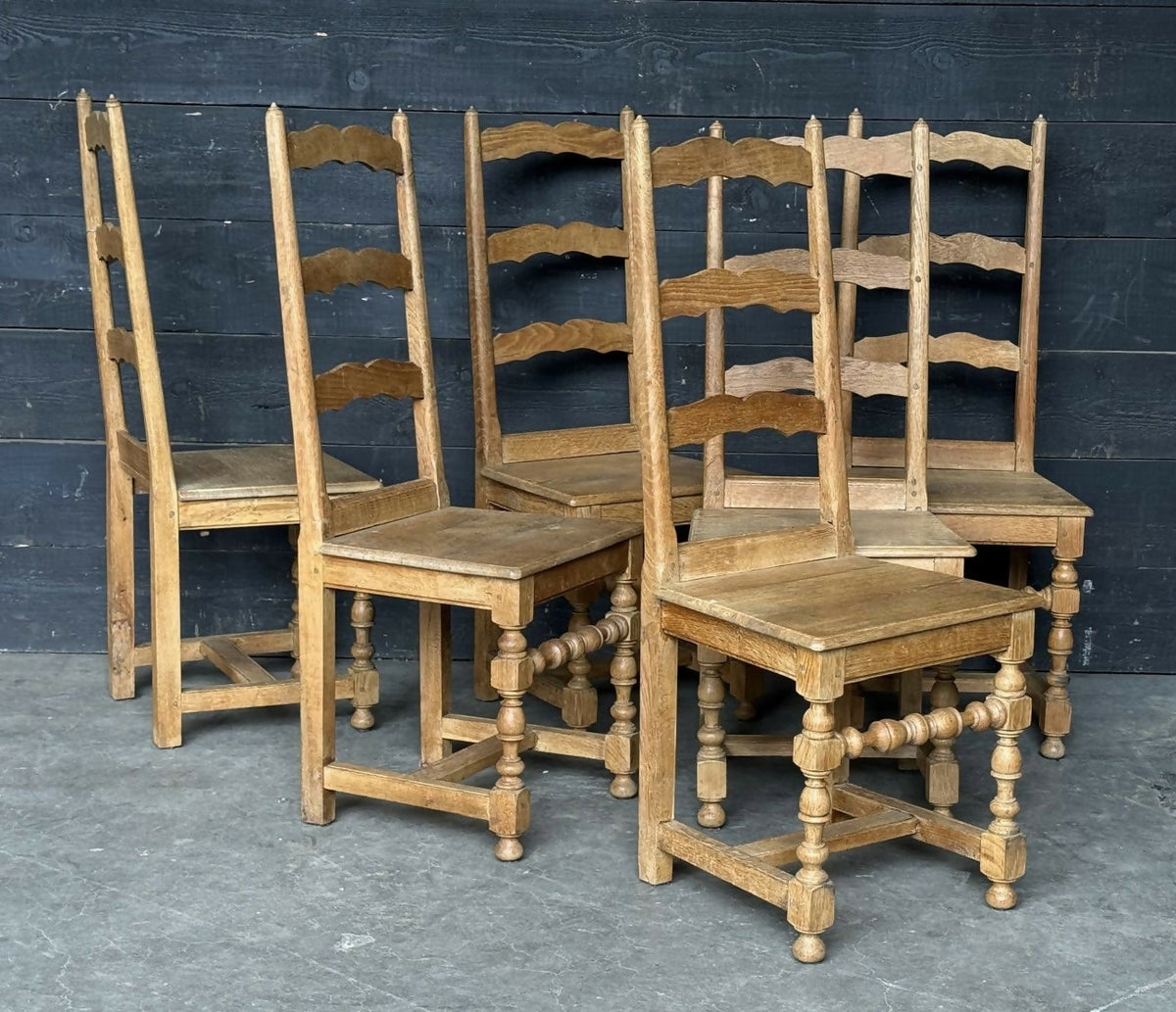 Set 6 Oak Farmhouse Dining Table