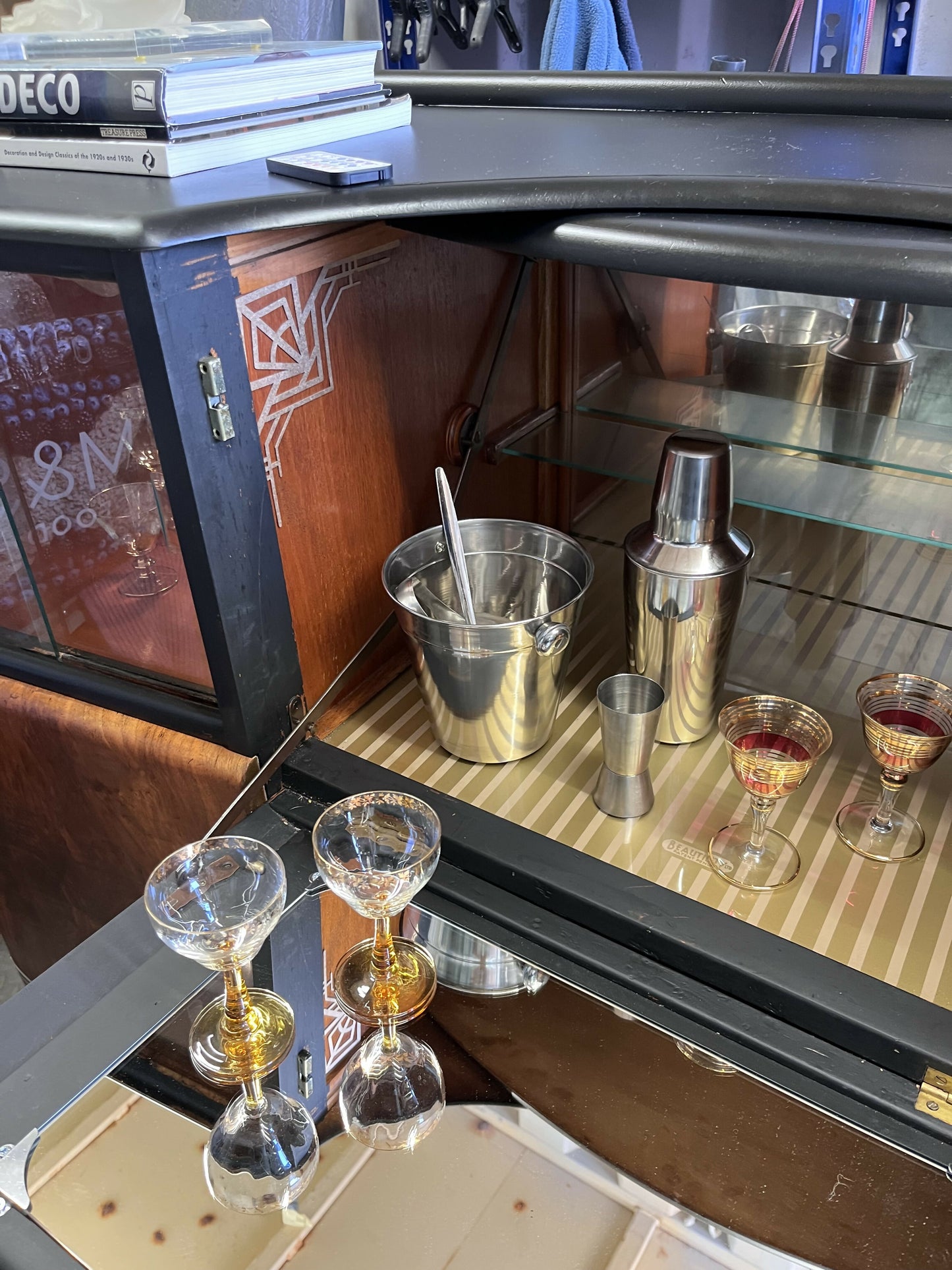 Restored Art Deco Walnut Cocktail Cabinet