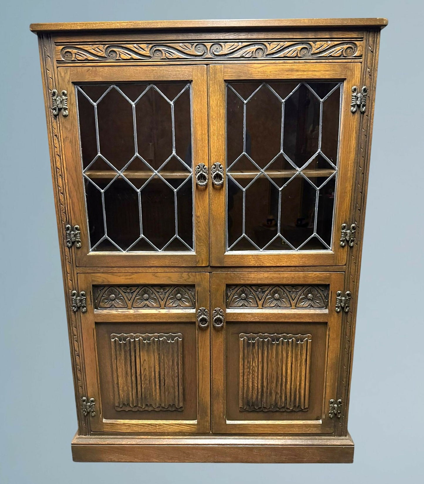 Wood Bros Old Charm Light Oak Bookcase / Display Cabinet