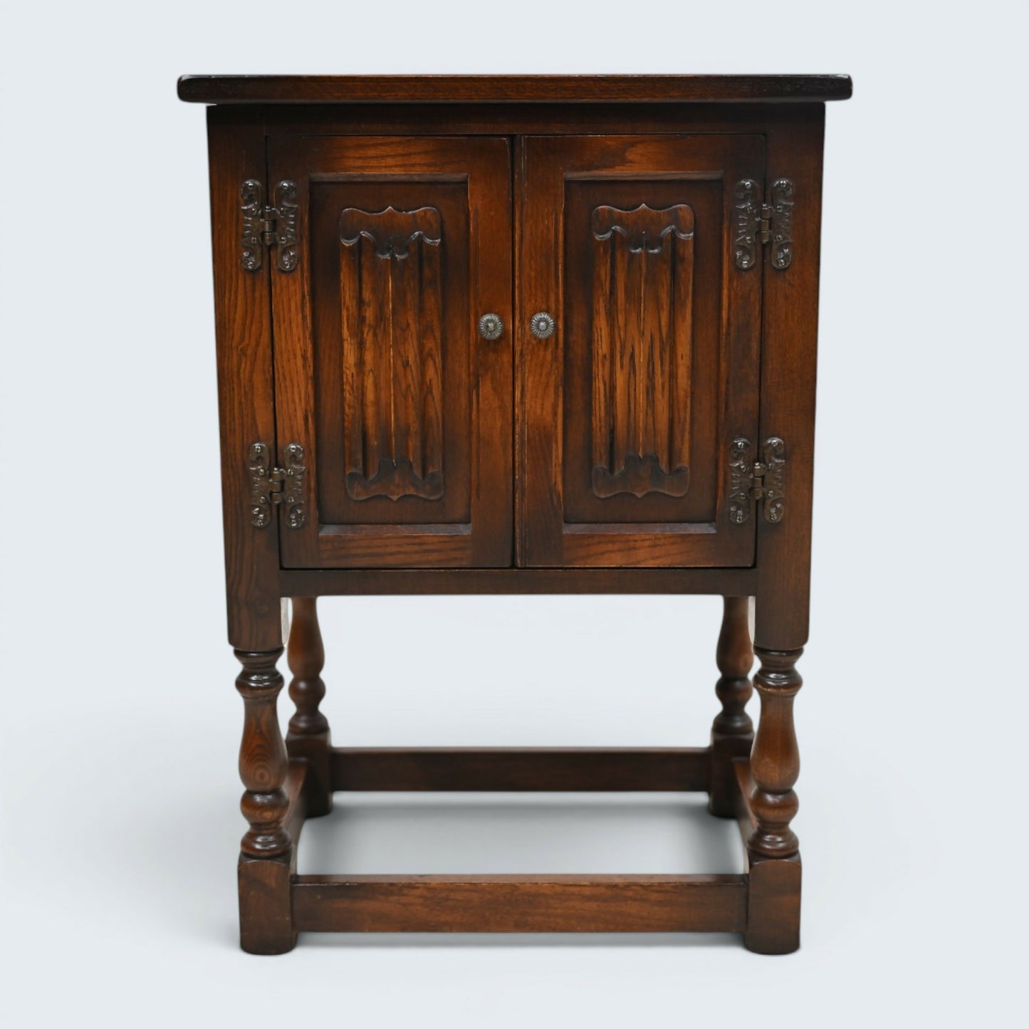 Old Charm Pedestal Cabinet Cupboard Bedside Tudor Brown Finish FREE UK DELIVERY*