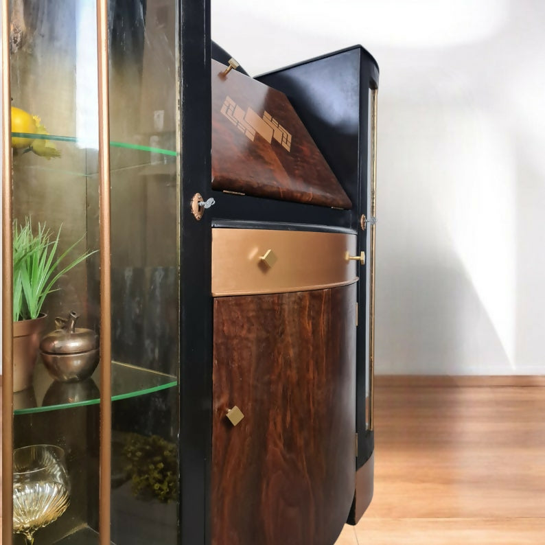 Large Art deco drinks display cabinet