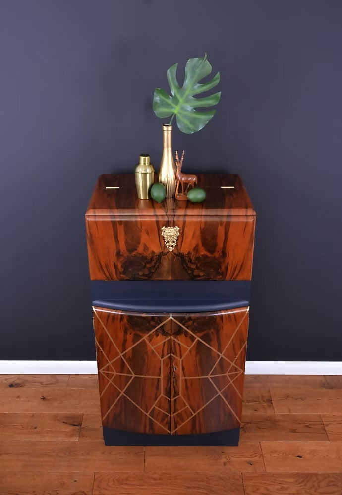 "Kikko" Art Deco Cocktail Cabinet, Vintage 1950s Drinks Cabinet