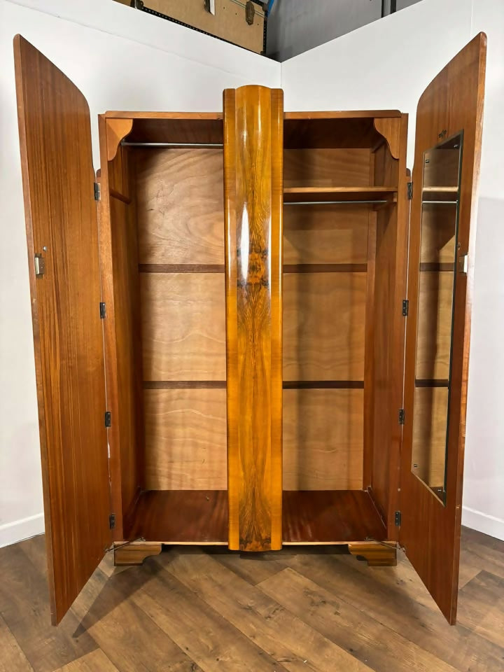 Art Deco Walnut Figured Ladies Wardrobe