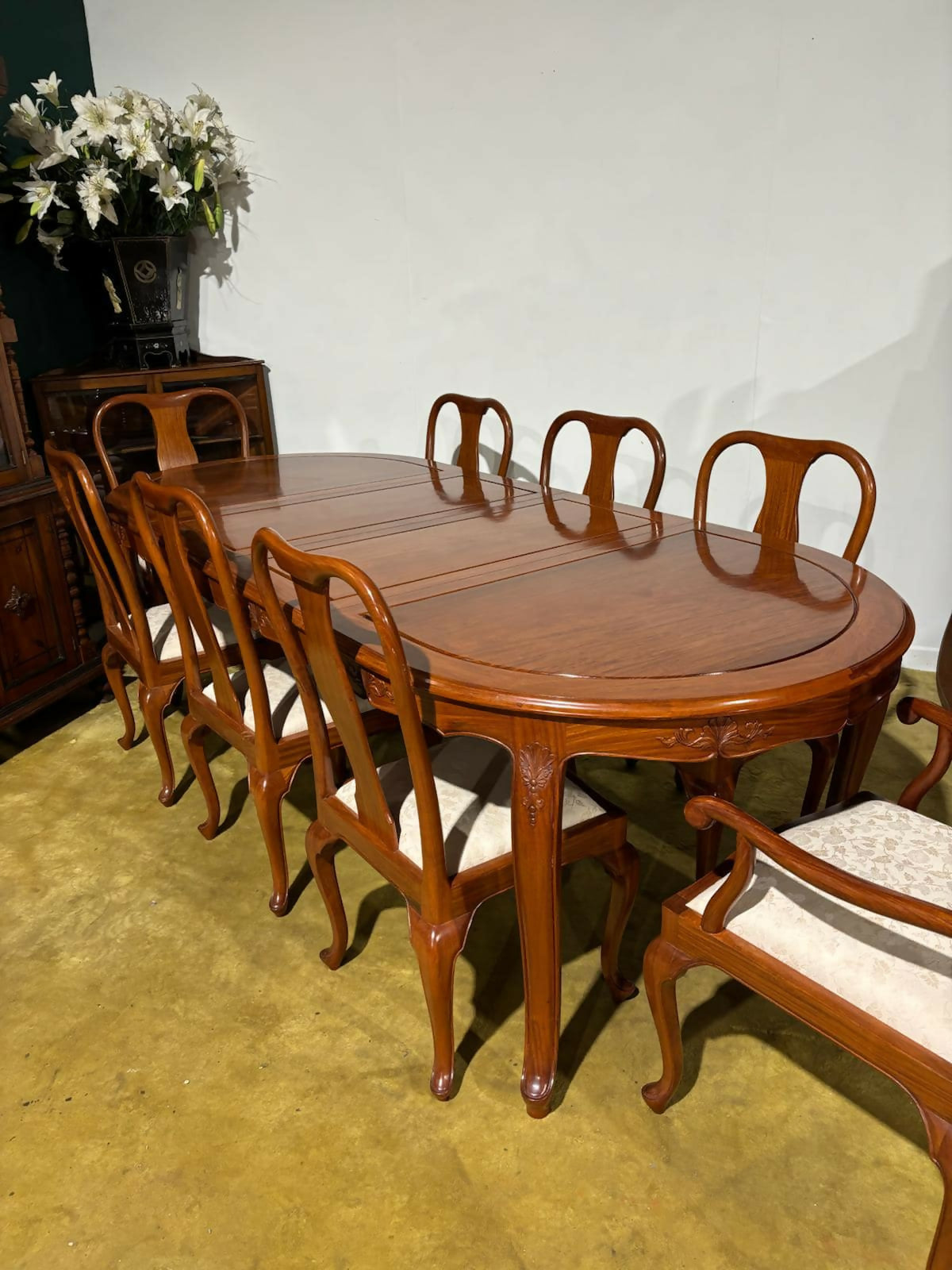Vintage oriental style Chinese rosewood extending dining room table 99