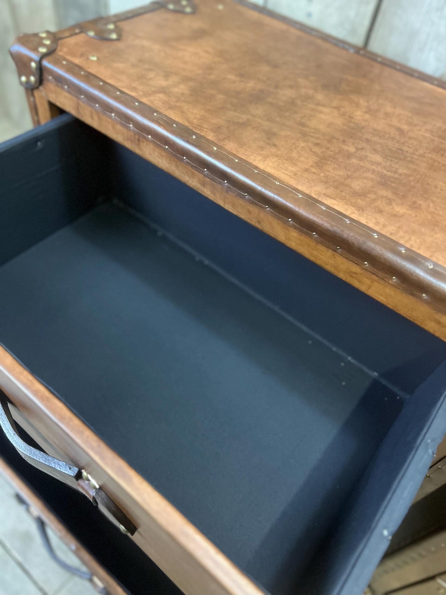 Luxury bedside bridle leather nightstands hand dyed