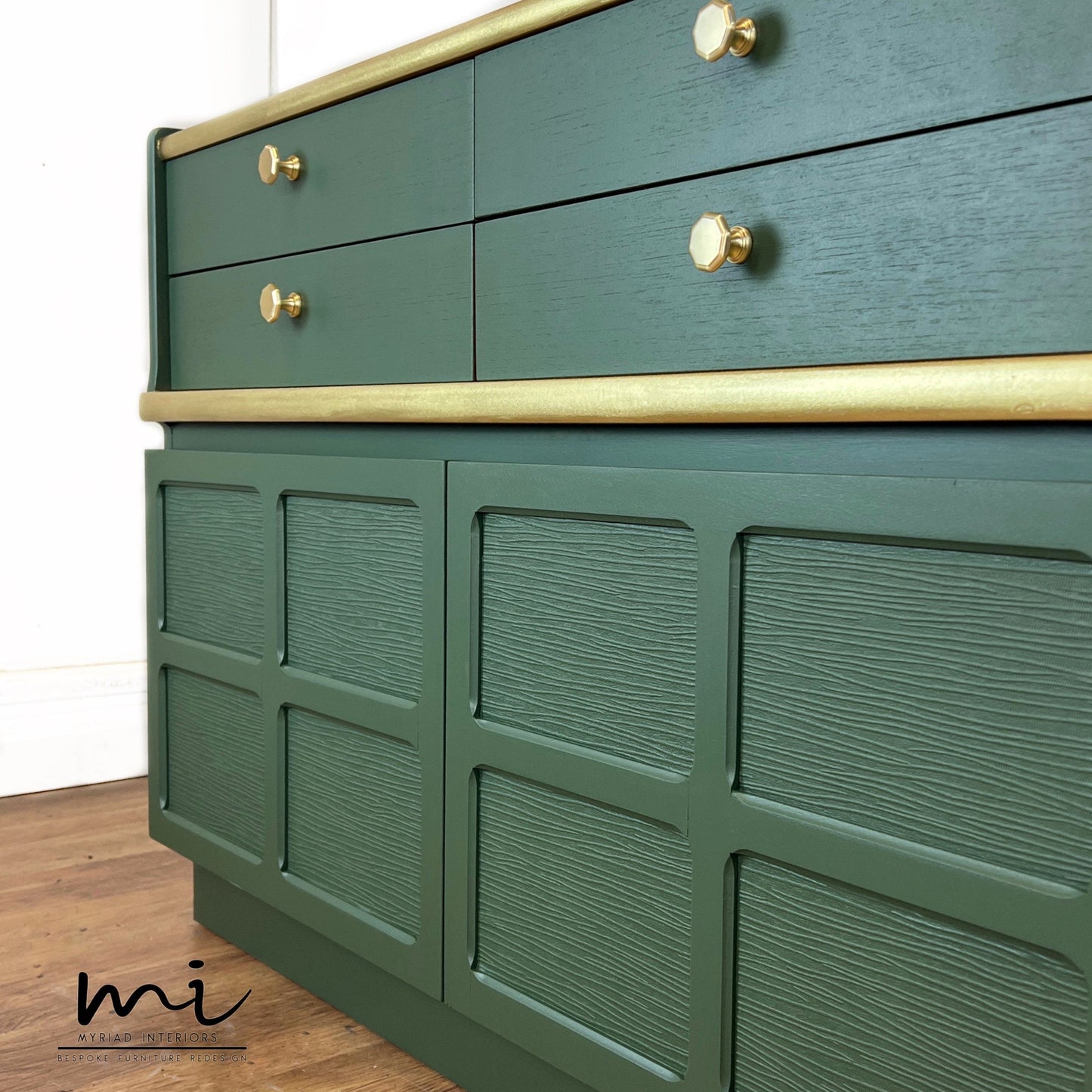 Made To Order - Mid century Nathan deep olive sideboard, retro console, cupboard, drawers