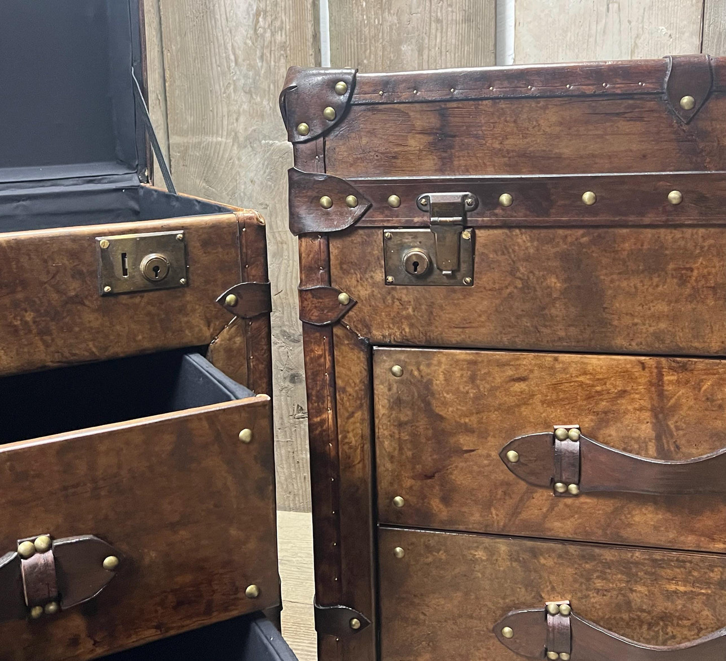 Luxury Large Bridle Leather Console Side Tables
