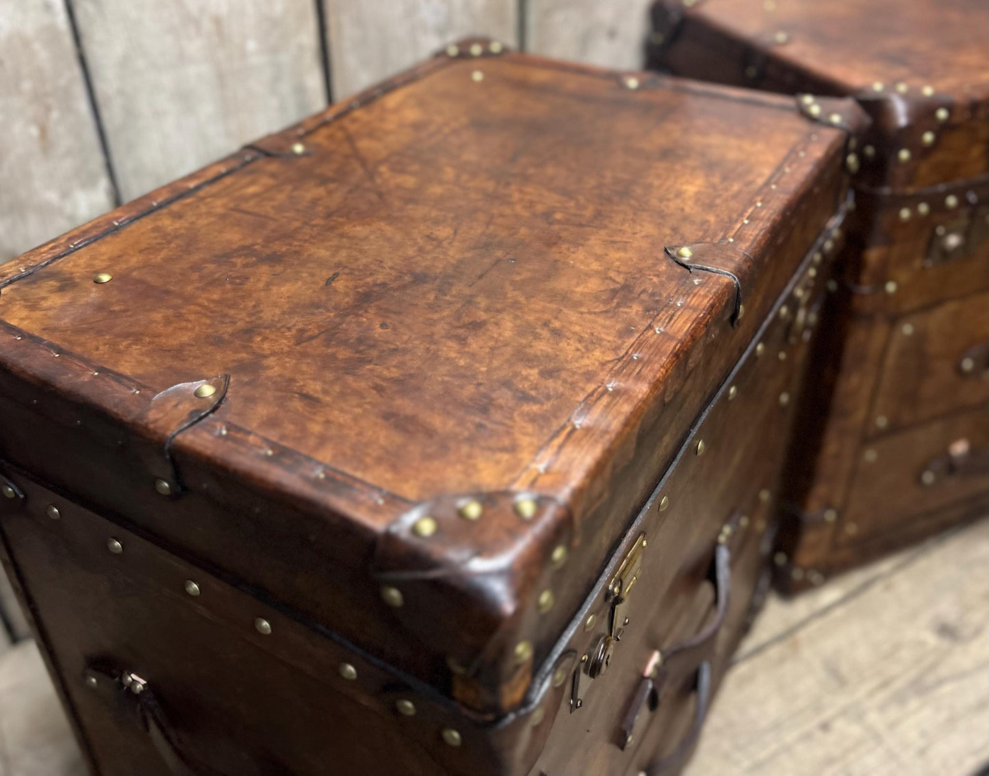 Luxury Large Bridle Leather Console Side Tables