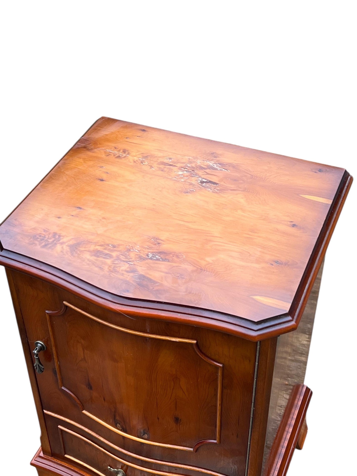 Vintage Georgian style Yew media unit / bedside chest