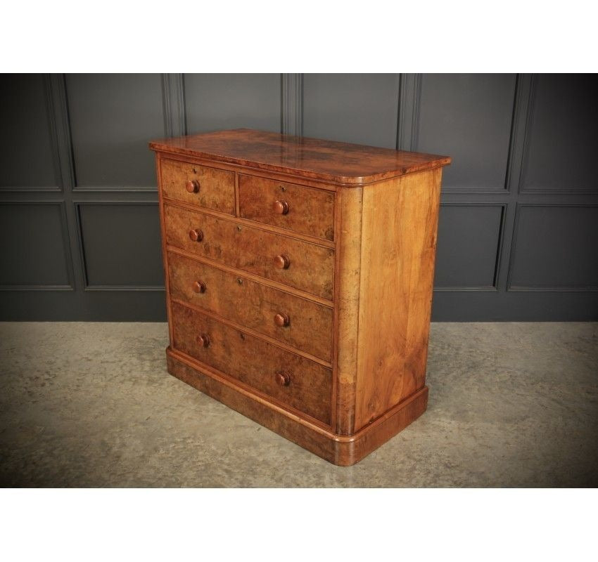 Vintage Victorian Burr Oak Chest Of Drawers