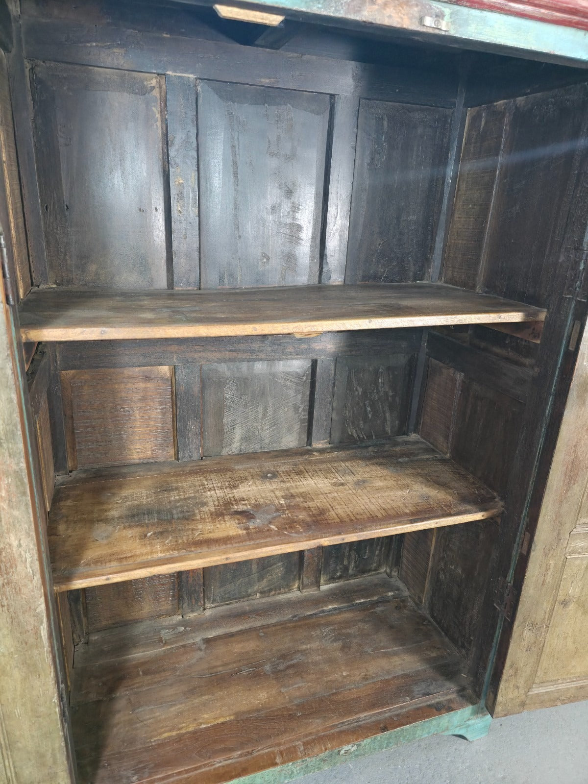 Vintage Reclaimed Indian Free Standing Solid Wooden House Keepers Linen Cupboard