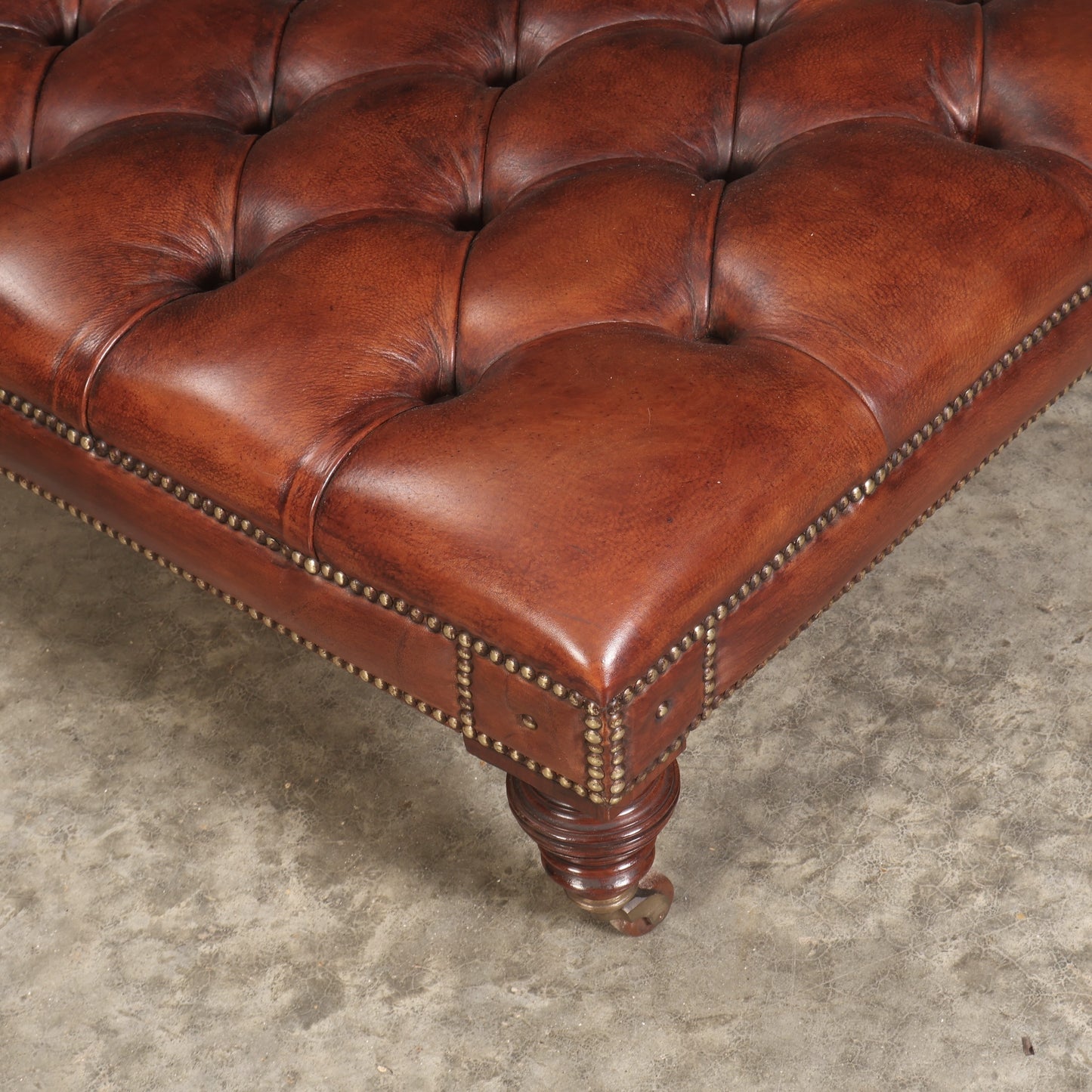 Vintage Victorian Buttoned Leather Footstool
