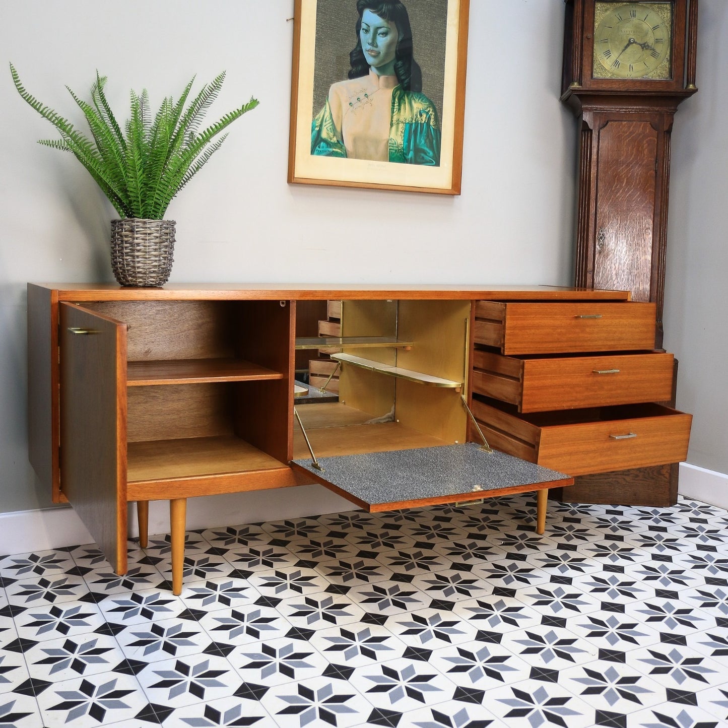Wrighton Teak Sideboard with Drinks Cabinet Mid Century Retro 1960s