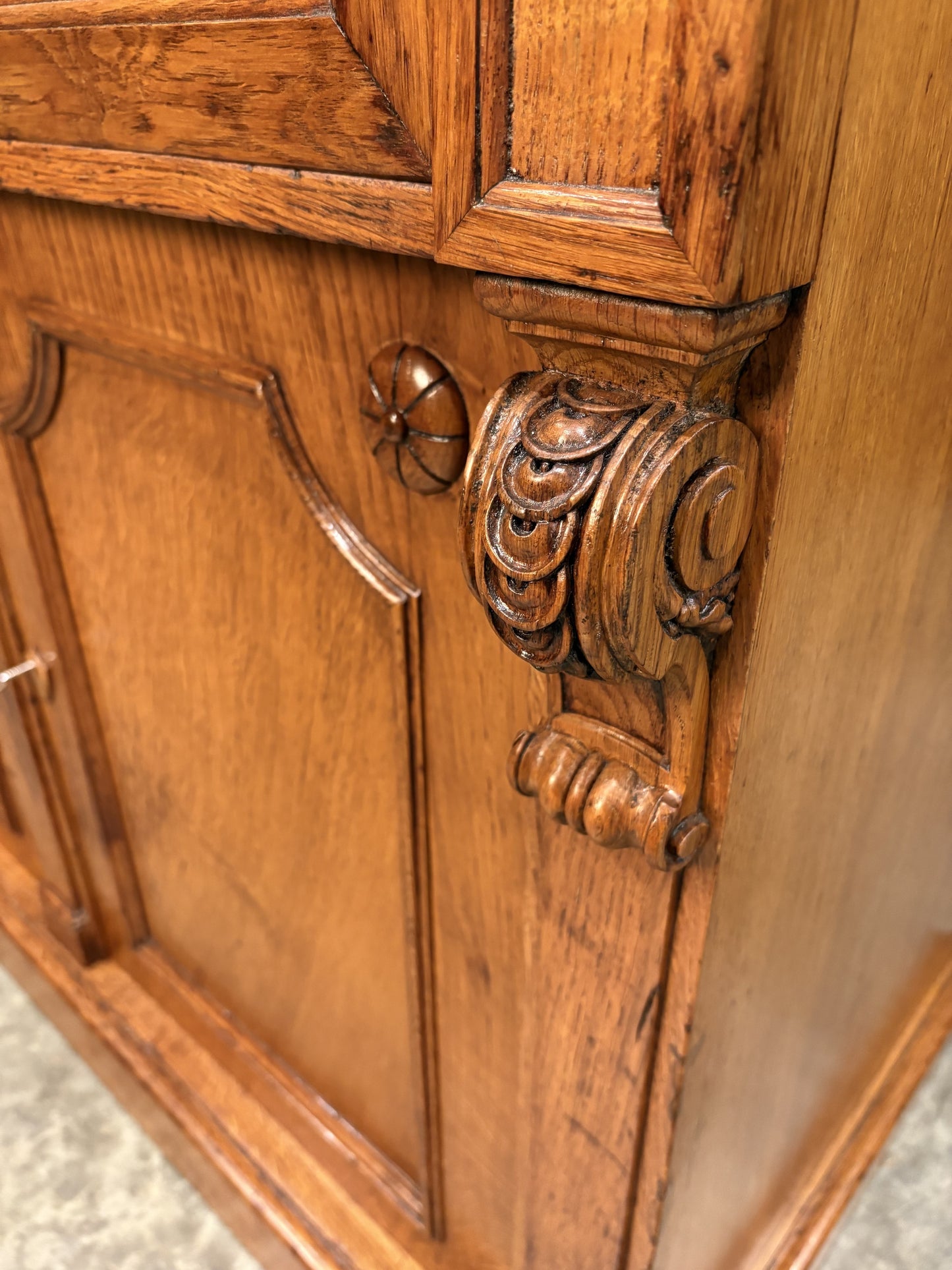 Large Vintage Early Victorian Breakfront Oak Bookcase