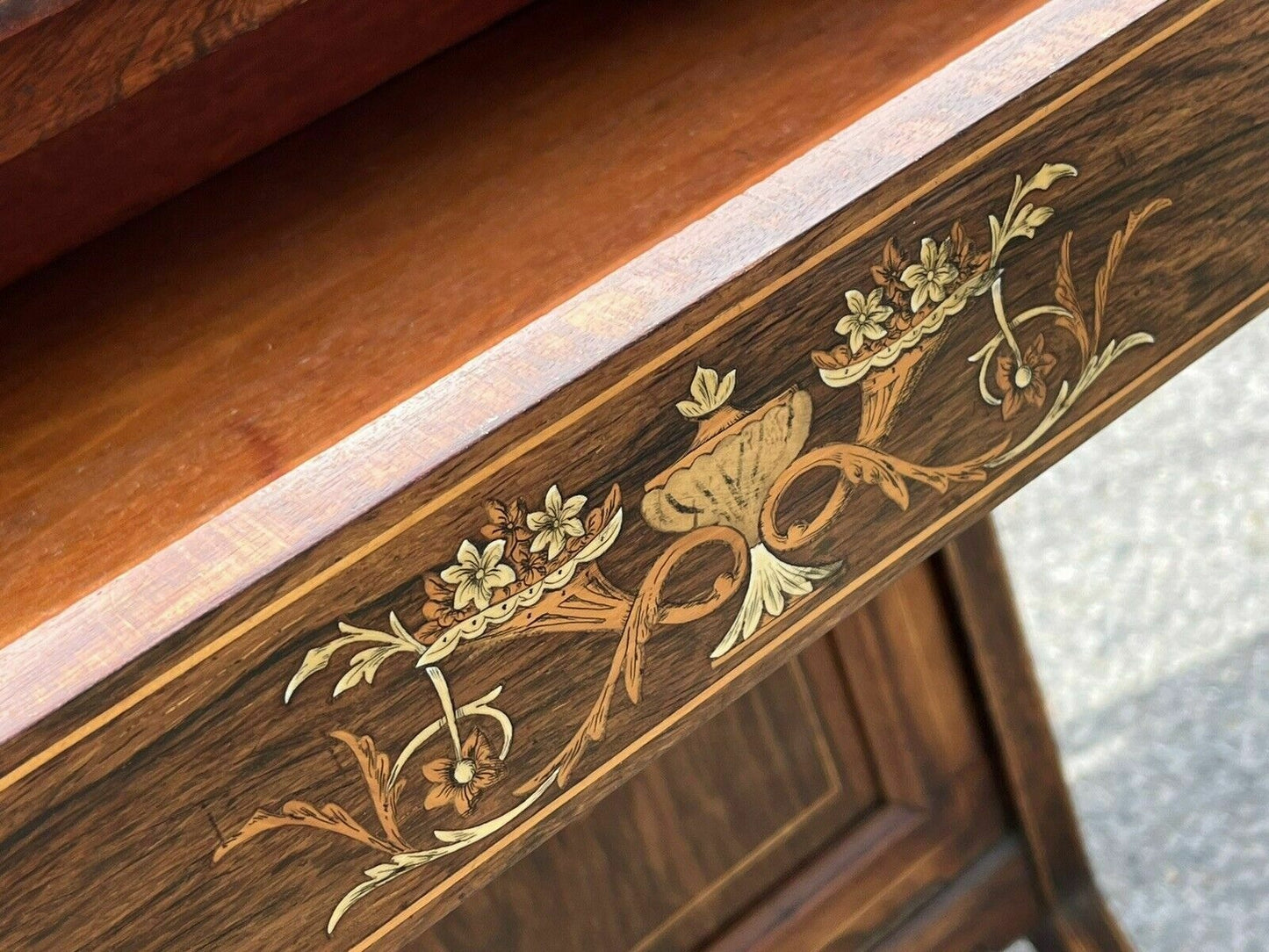 Vintage English Victorian Rosewood Davenport Desk & Chair, Possibly By James Shoolbred.