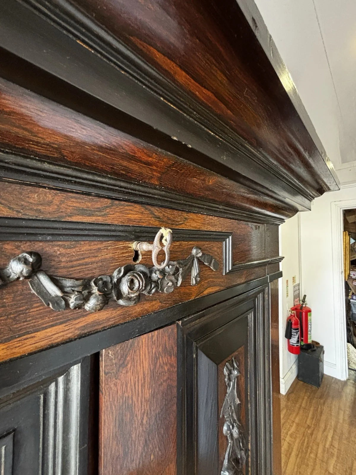 Early 18thC Gothic Antique Cabinet On Stand, Lots Of Drawers, Fitted Interior & Pigeon Holes