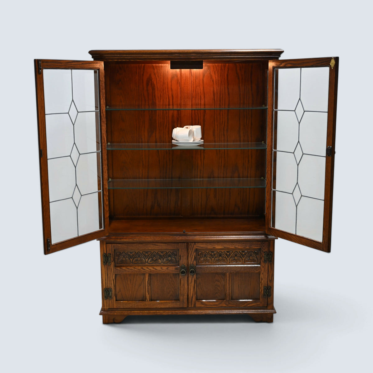 Old Charm Display Cabinet 3 Shelves Tudor Brown Finish #2155 FREE UK Delivery*