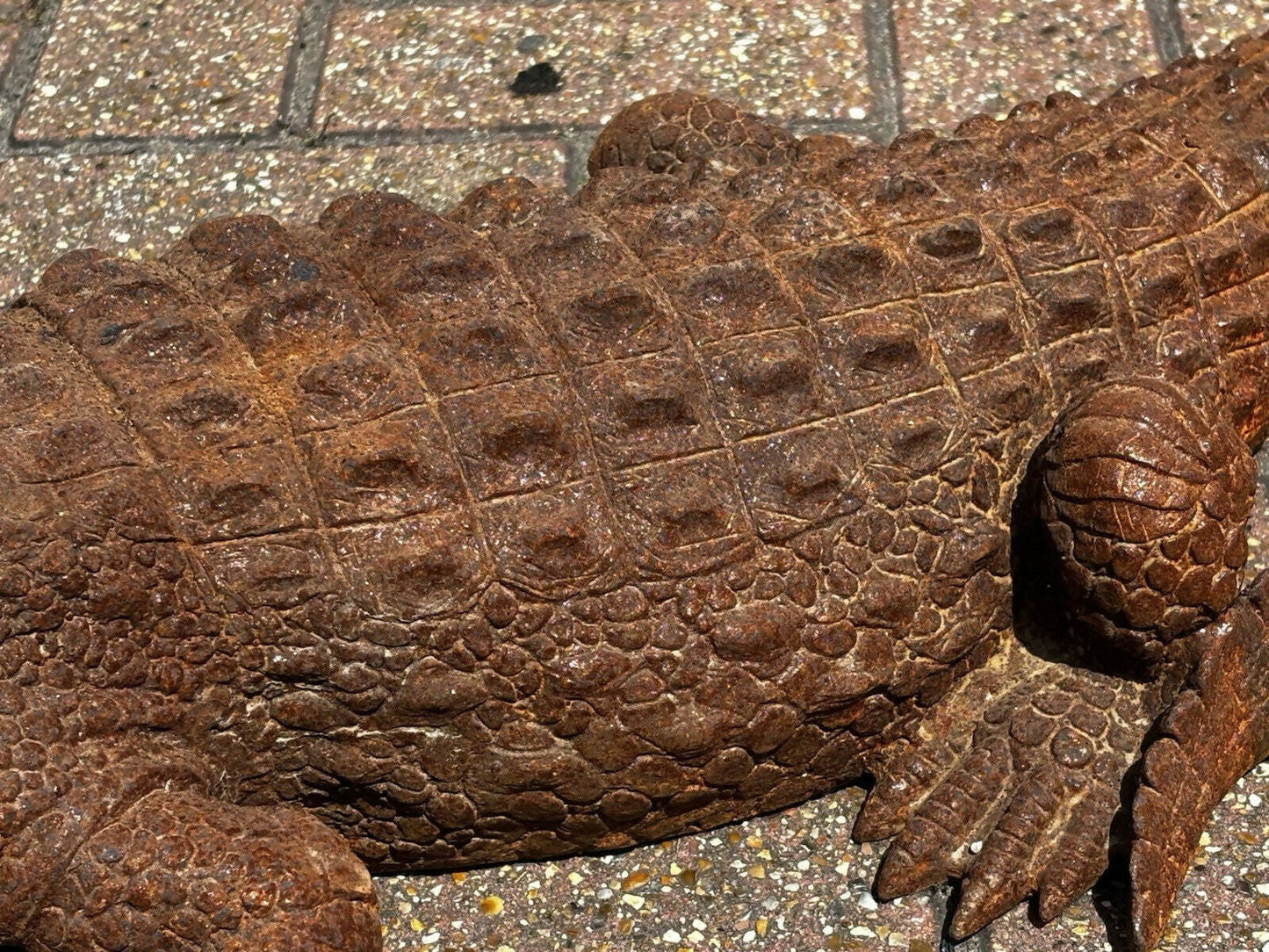 Cast Iron Crocodile, Large In Size. Vintage Garden Furniture