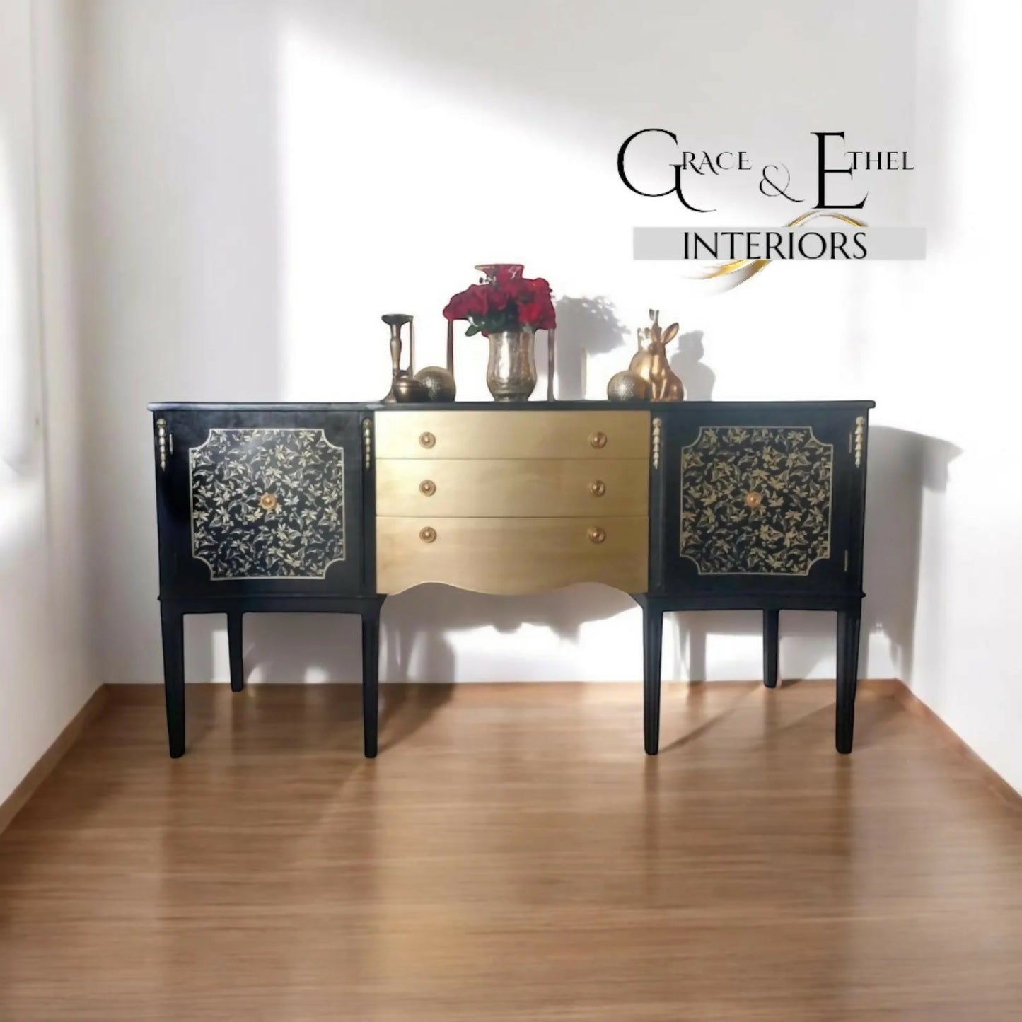 Strongbow sideboard in black and vintage gold