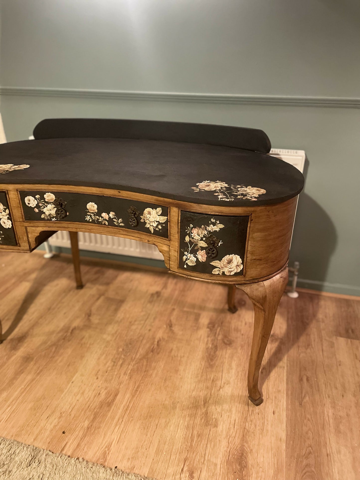 Amoire French Dressing Table Black Floral Designer