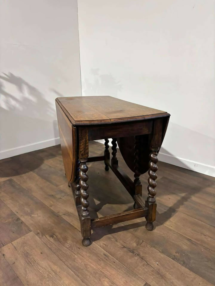 Vintage Oak Gateleg Dining Table On Barley Twist Supports