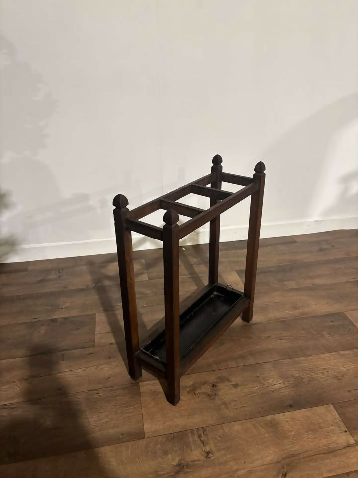 Vintage Oak Stick Stand With Drip Tray