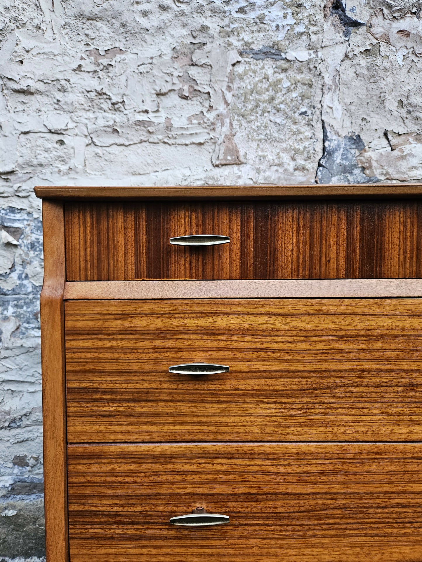 Lebus Chest of Drawers: Mid-Century Modern Tallboy Cabinet Four Drawer