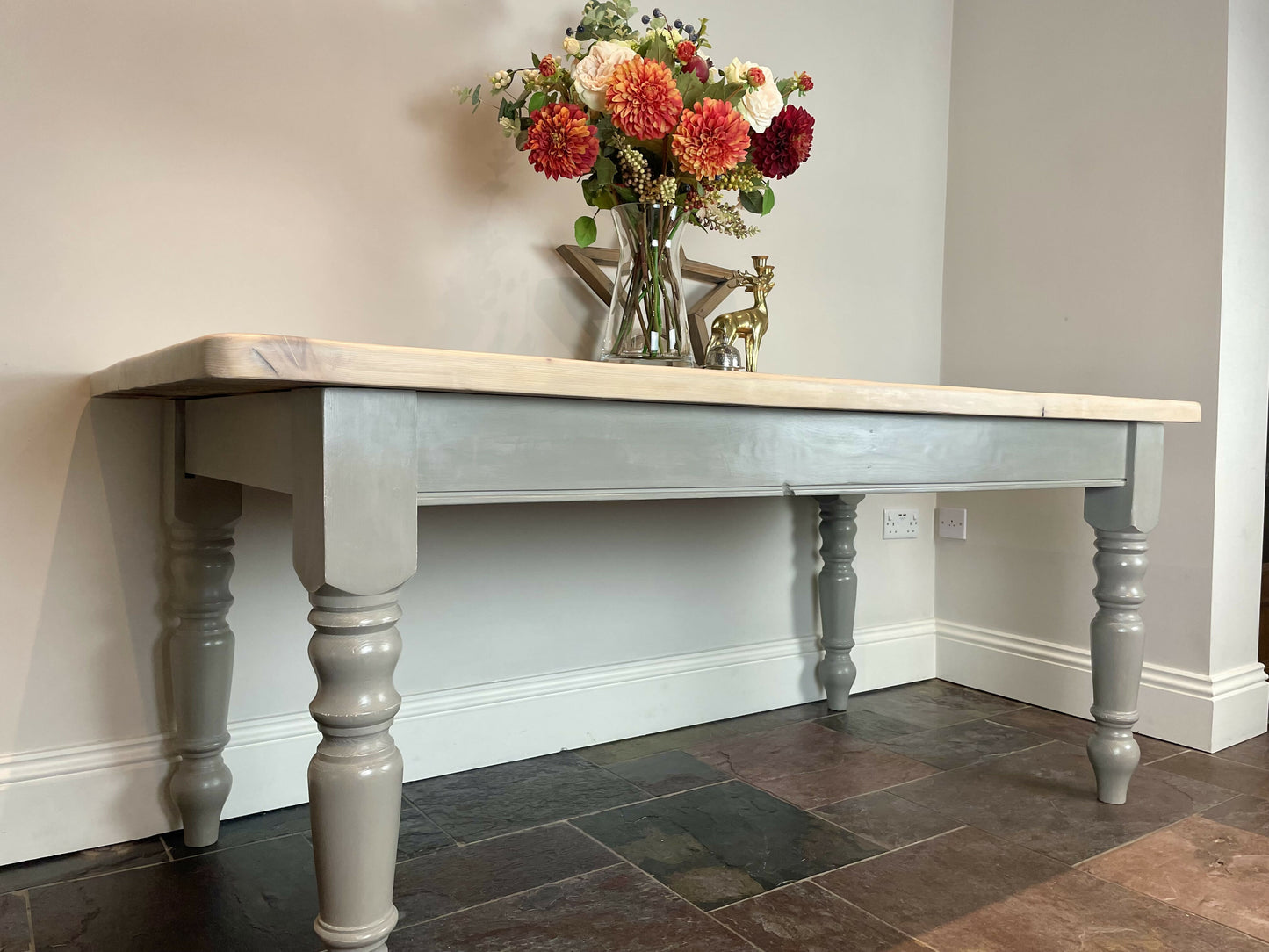 Hand Painted Farmhouse Table, 1990s