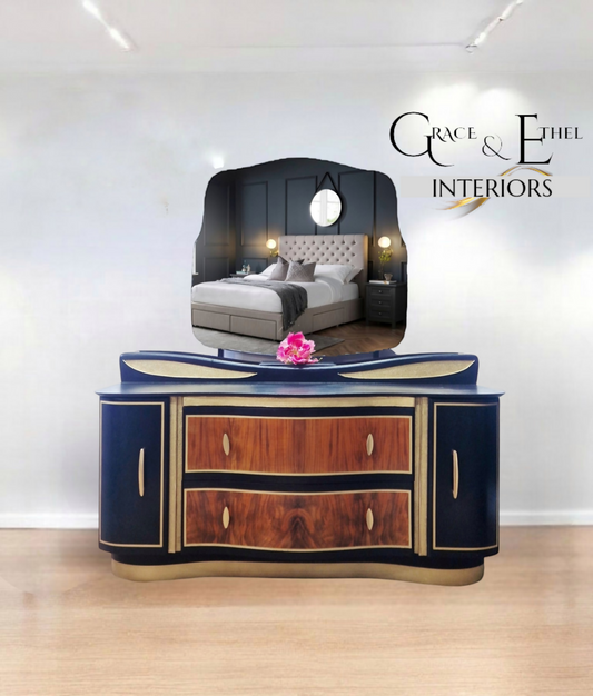 Art deco dressing table in black and gold