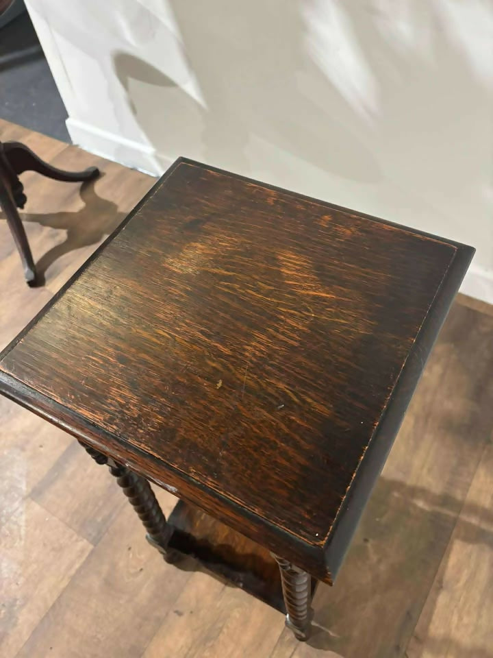 Vintage Oak Barley Twist Plant Stand