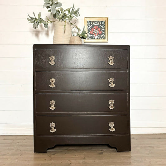 Lovely Vintage B&E (Beeanese) Chest of 4 Drawers in Chocolate Brown
