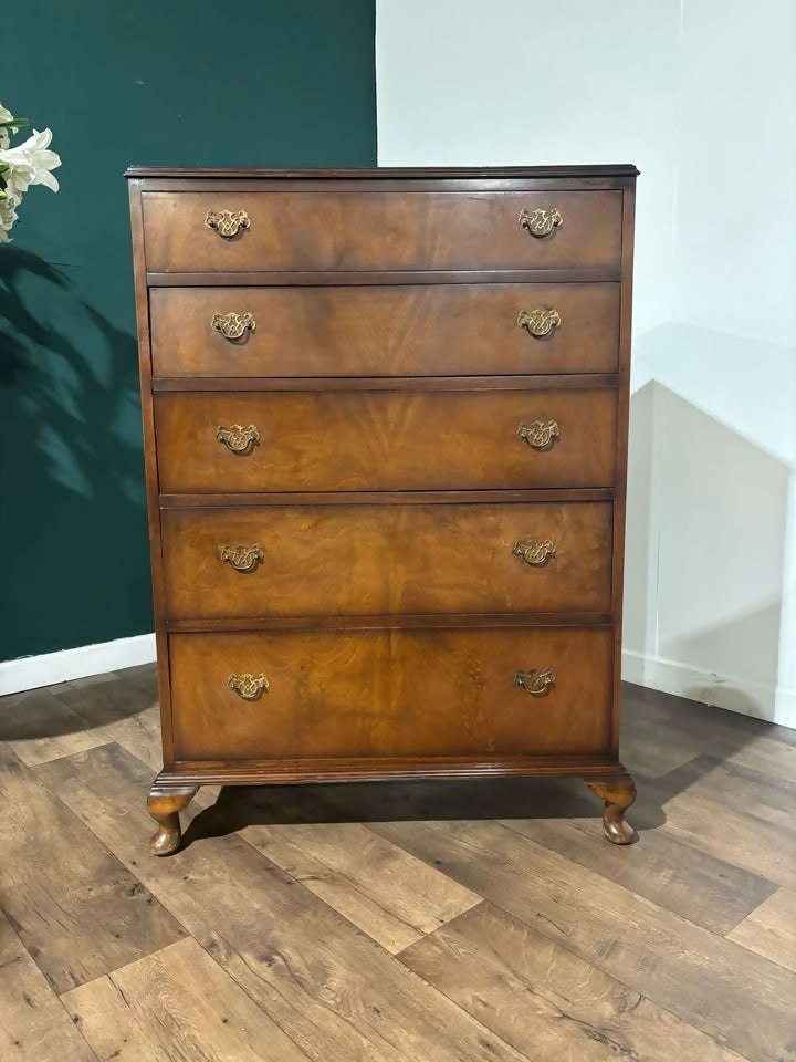 Vintage Walnut Five Drawer Chest9