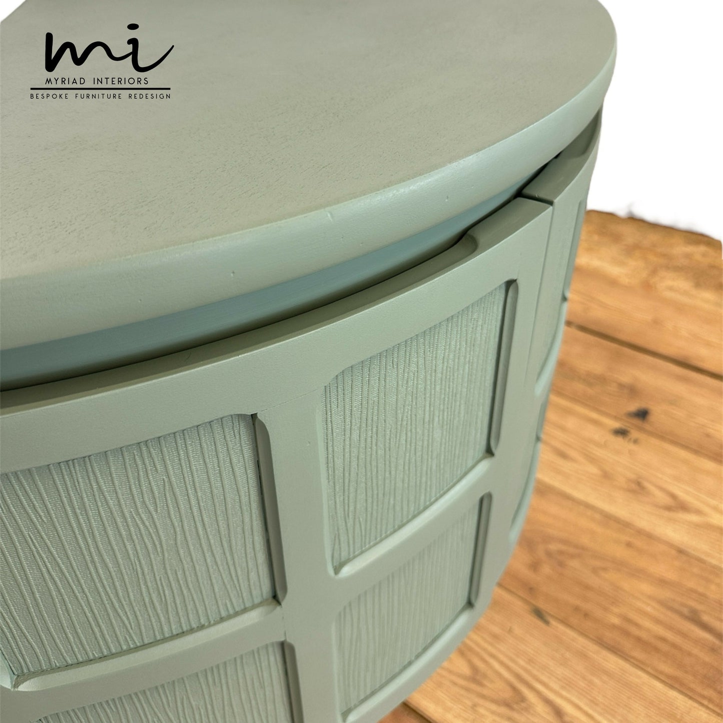 Made to Order Refurbished mid century modern Nathan large sideboard set, drinks cabinet, TV stand, media unit, sage green, decoupaged, cocktail, console