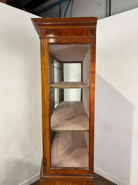 Large Edwardian Inlaid Walnut Bow Front Display Cabinet