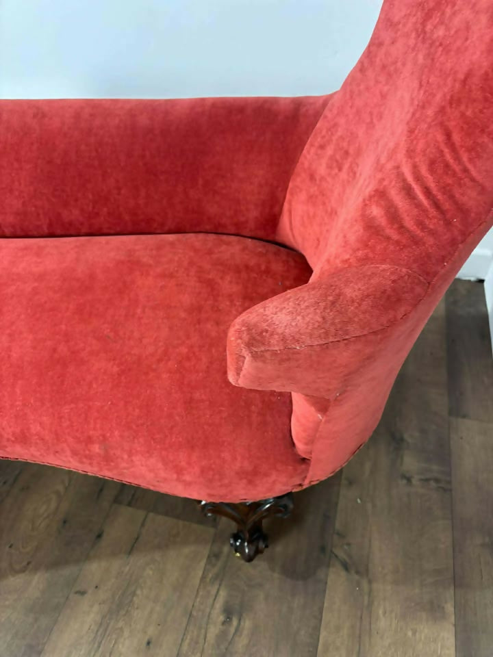 Victorian Mahogany Framed Chaise Longue with High Back and Elbow Rest