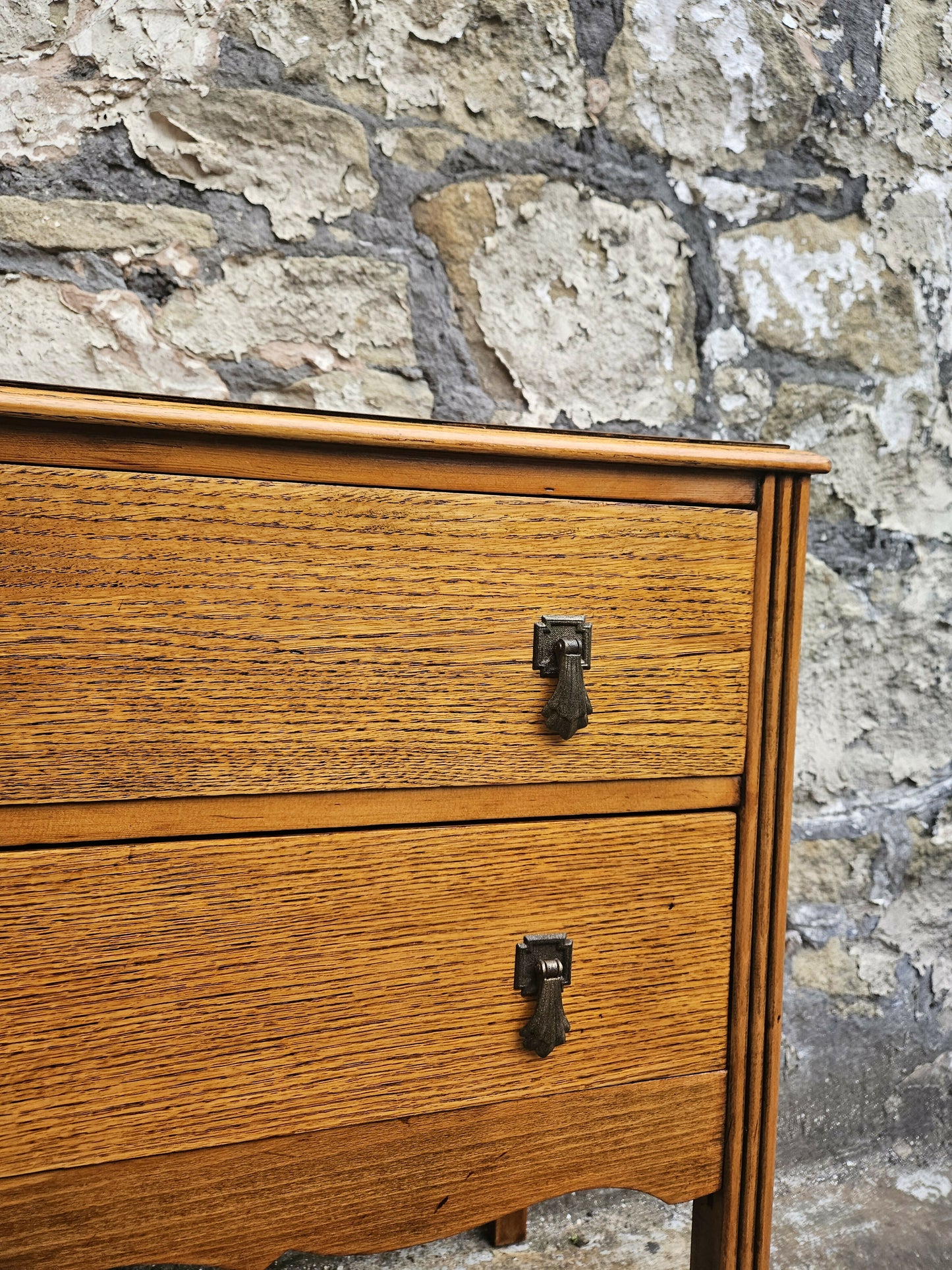 Vintage Chest Of Drawers Two Drawer Oak Cabinet Furniture Tallboy Super Proportions And Detailing