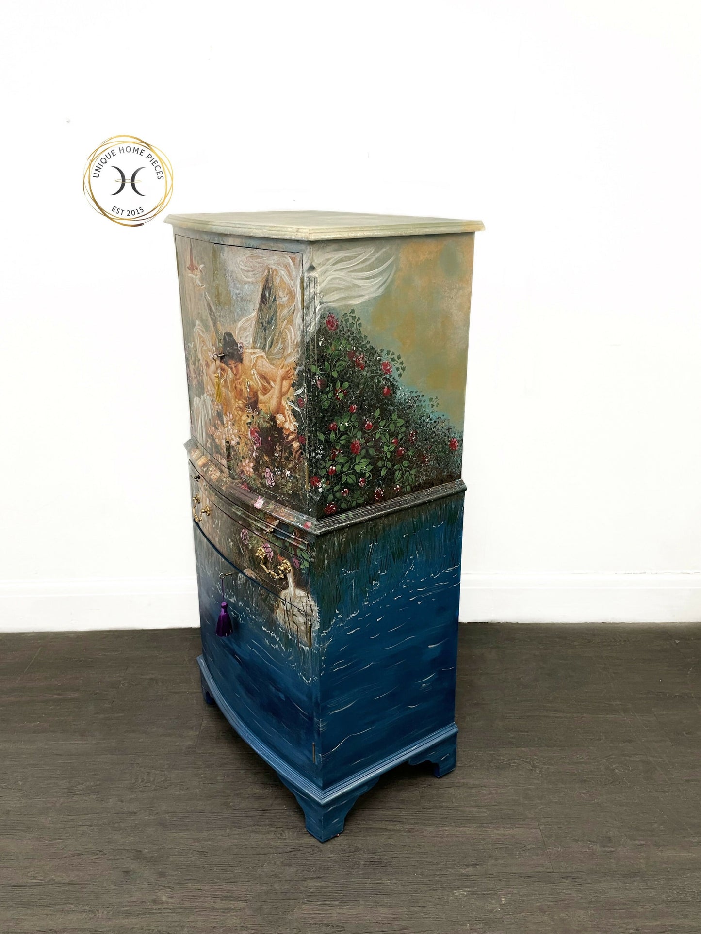 Bespoke Whimsical Floral Fairies Drinks Cabinet
