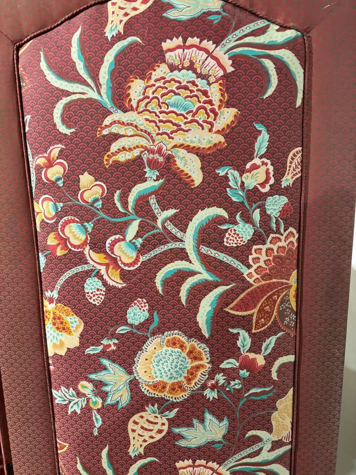 Vintage Fabric Covered Three Fold Dressing Screenkj