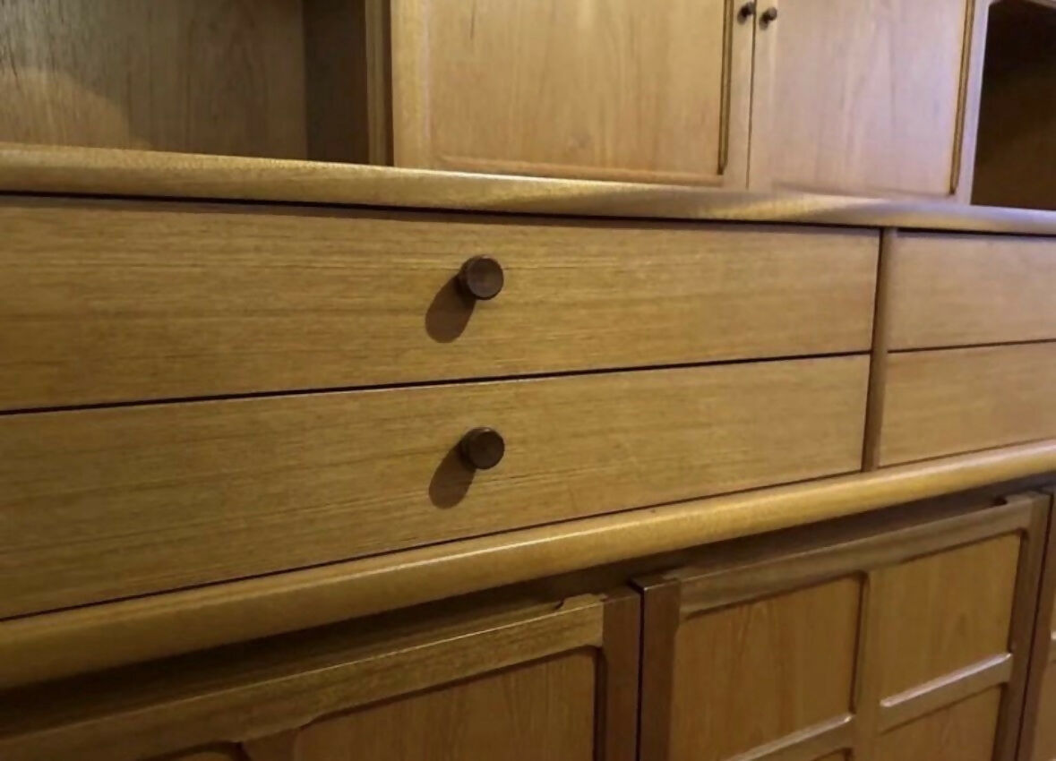 Nathan Squares Teak Sideboard Mid Century Wall Unit Vinyl Storage Drinks Cabinet UK