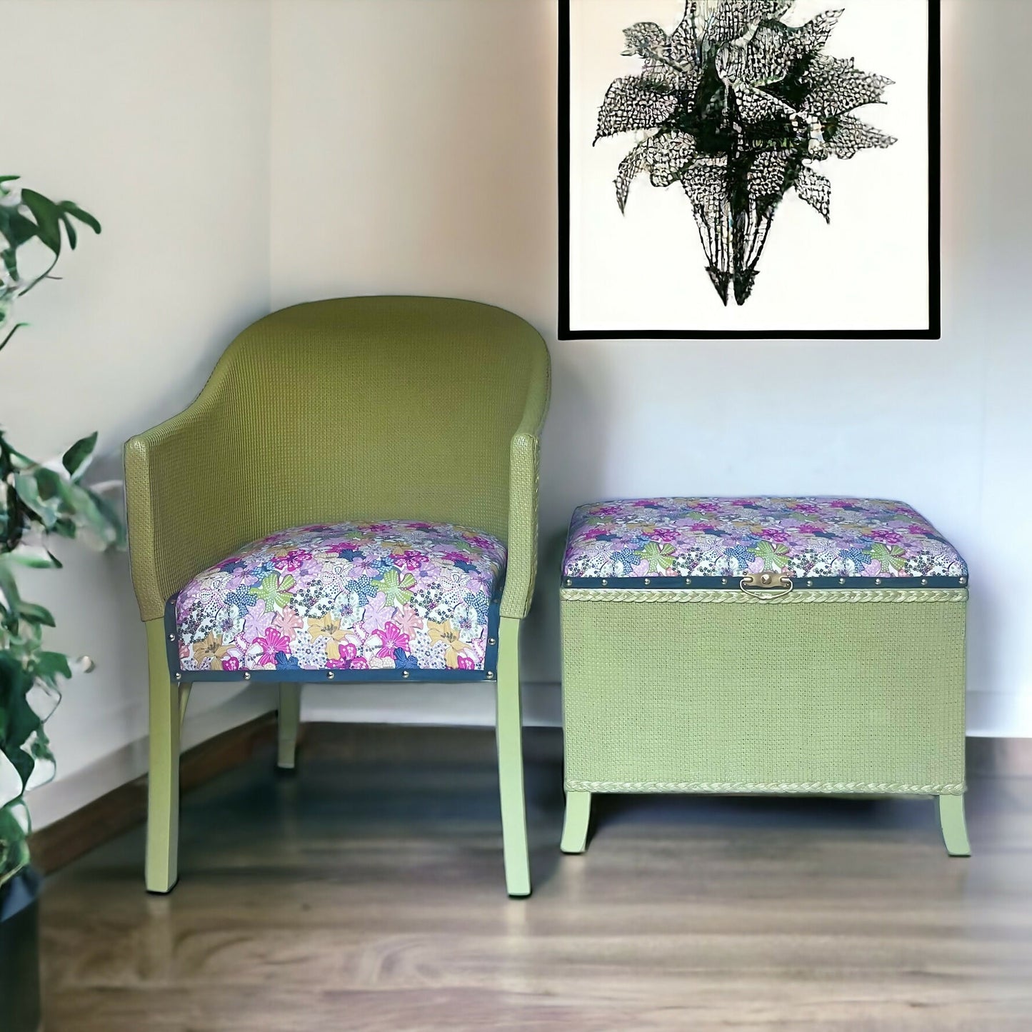 Lloyd Style Loom Wicker Chair and matching Blanket Box