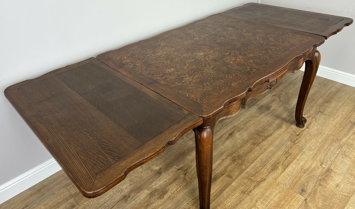 Dining Table Vintage French Louis XVI Carved Oak Extendable Table LOT 6354