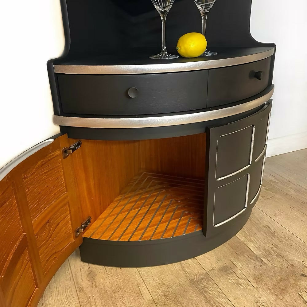 Nathan Black and Silver Corner Cabinet